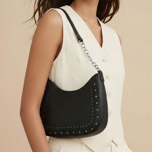 FRENCH CONNECTION  Elena Moon Shape Shoulder Bag Black NWT